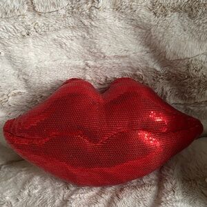 Red Sequin Lip-Shaped Pillow Decor